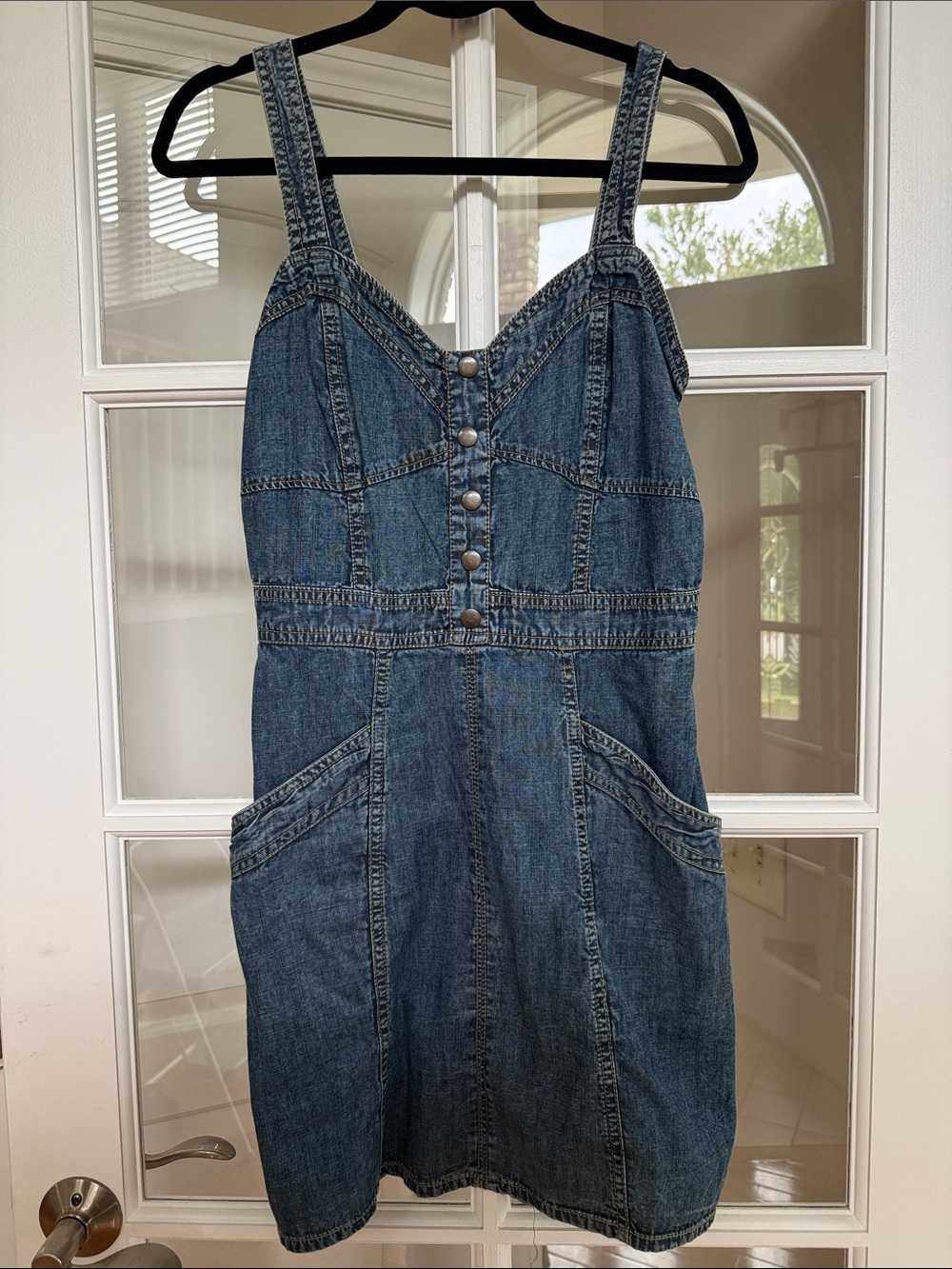 Denim Button-Front Dress with Pockets